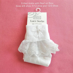 White Frilled Ankle Sock. Suitable for FIrst Holy Communion, Flower girl or fashion follower.