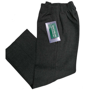 Boys Trousers All Elastic Waist Grey with Mock front zip