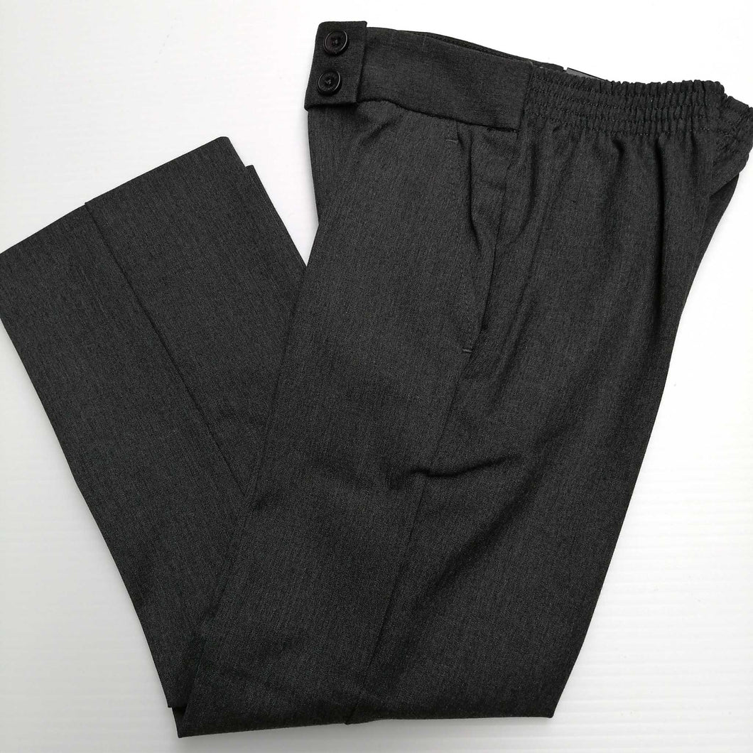 Girls Pants Zip Front & Button Grey