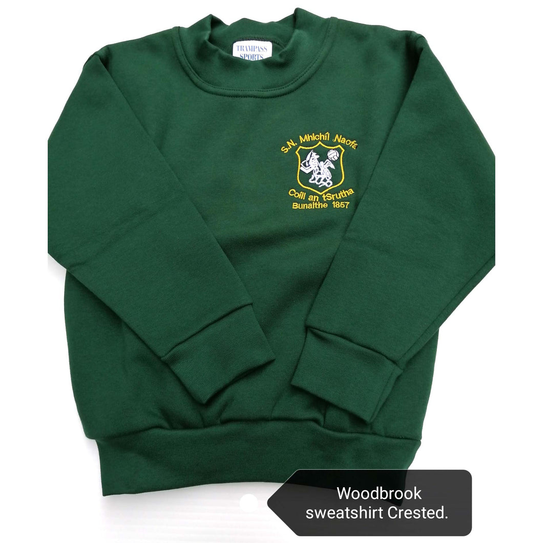 Woodbrook NS Crested Sweatshirt Round Neck Bottle Green