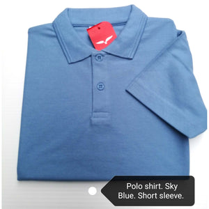 Collar T-Shirt Short Sleeve Sky Blue