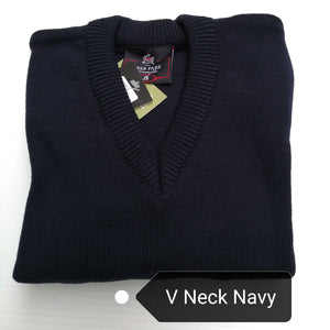 Jumper V Neck Navy 30% Wool