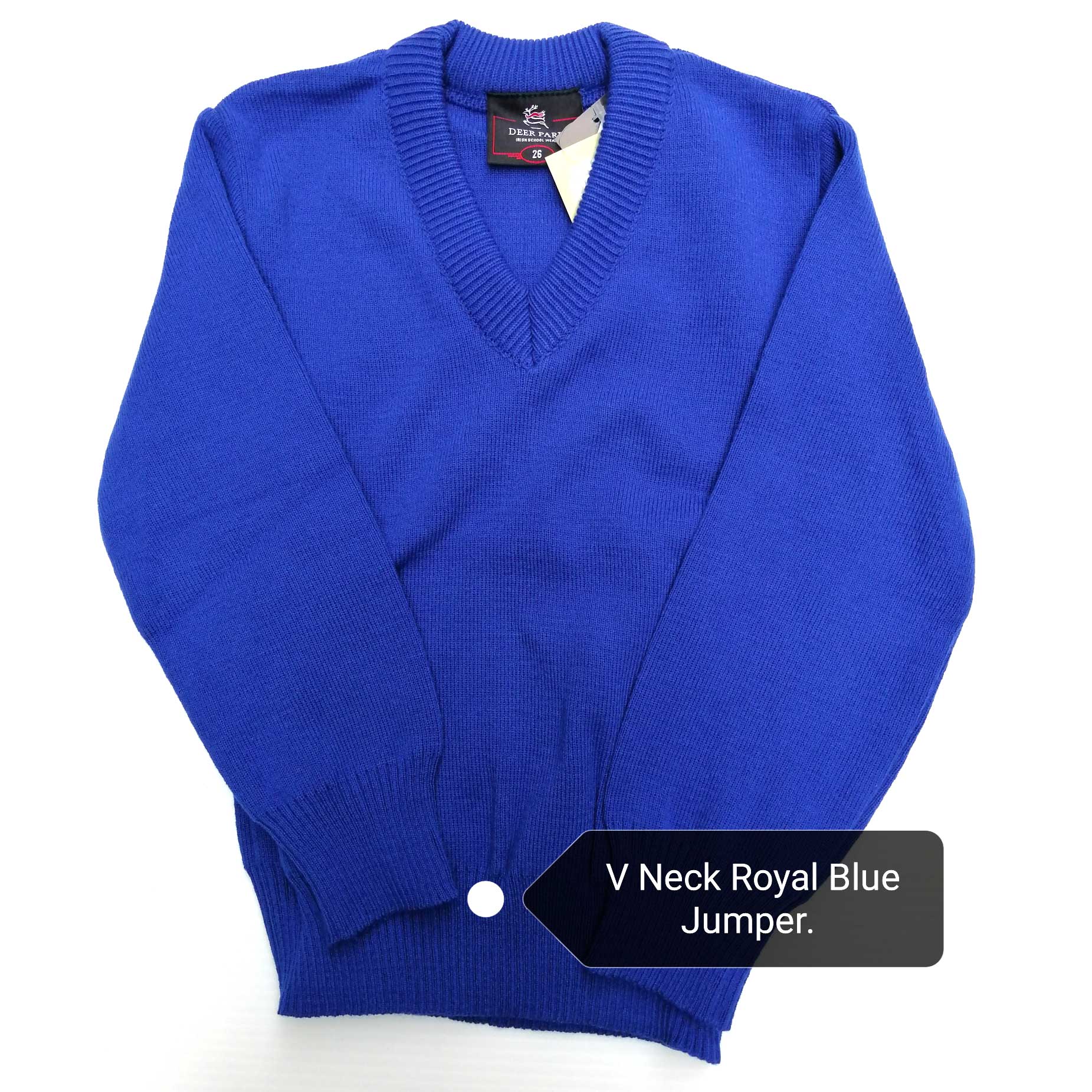 Royal blue v neck jumper clearance